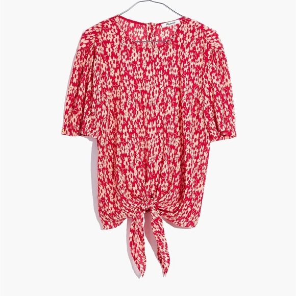 MADEWELL Crinkled Button-Back Tie Tee In Full Bloom - Picture 4 of 6